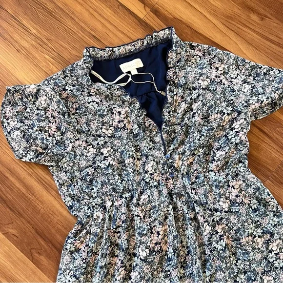 Apricot Floral Dress with Ruffle Details - Picture 3 of 13